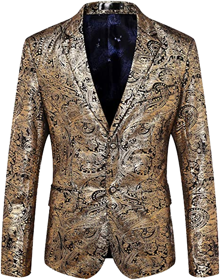 MALE Men's Two Button Dress Party Floral Suit Jacket Notched Lapel Slim Fit Stylish Blazer