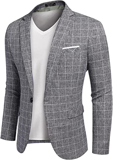 Men's Casual Suit Blazer Jackets Lightweight Sports Coats One Button