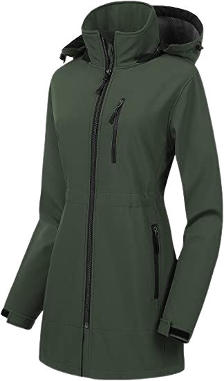 Women's Lightweight Waterproof Long Softshell Tactical Jacket Fleece Lined Windbreaker