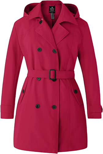 Women's Plus Size Double-Breasted Trench Coat Water-Repellent Classic Lapel Overcoat Stylish Pea Coat with Belt