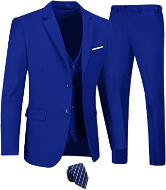 Men's Suits 3 Piece Slim Fit Suit Set,Two Button Wedding Business Tuxedo Solid Blazer Jacket Vest Pants with Tie